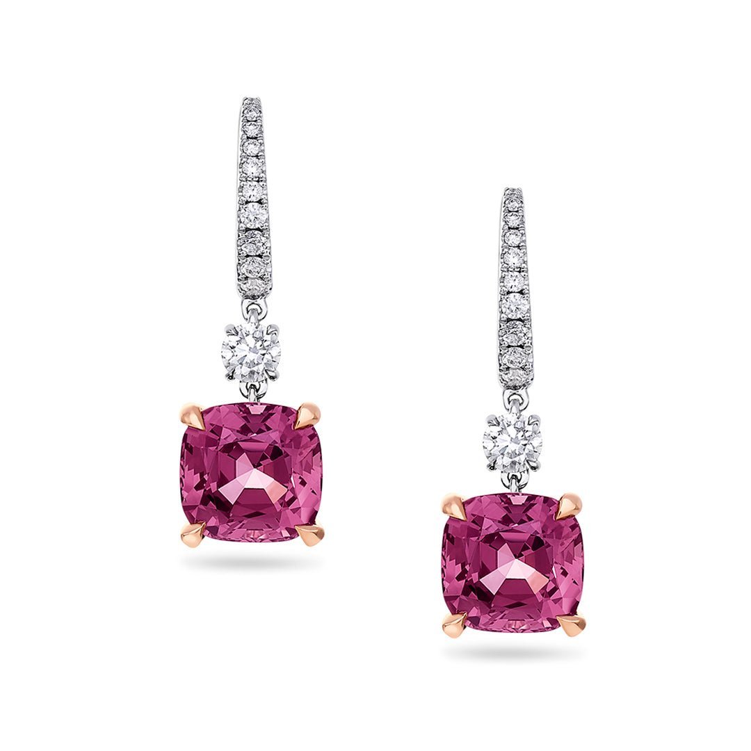 Tanzanian Malaya Garnet & Diamond Earrings - Dracakis Jewellers Tanzanian Malaya Garnet & Diamond Earrings - Dracakis Jewellers