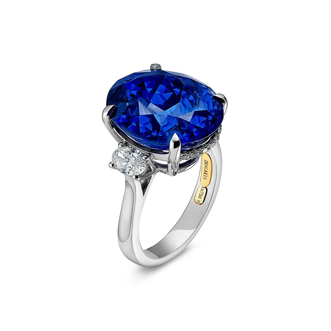 Tanzanite & Diamond Three Stone Ring - Dracakis Jewellers Tanzanite & Diamond Three Stone Ring - Dracakis Jewellers