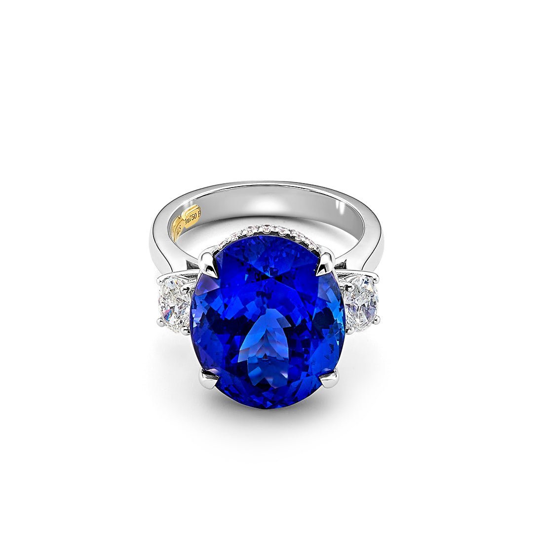 Tanzanite & Diamond Three Stone Ring - Dracakis Jewellers Tanzanite & Diamond Three Stone Ring - Dracakis Jewellers