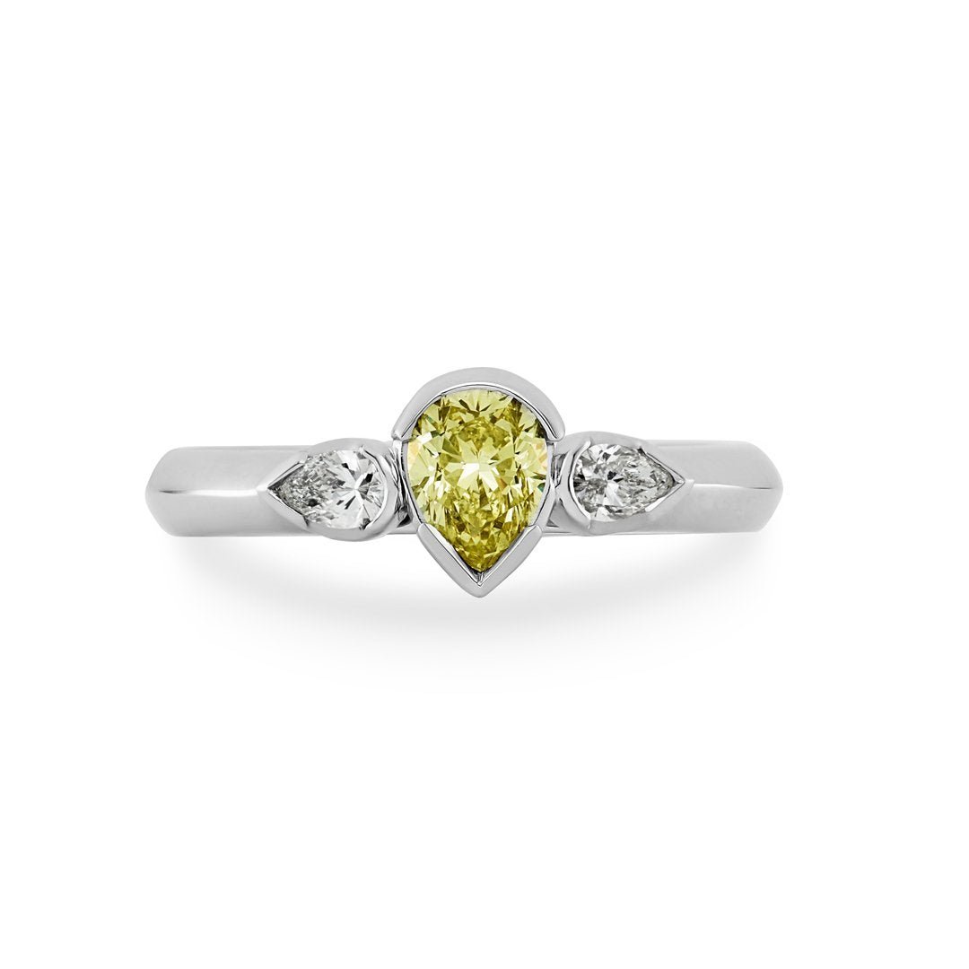 Three Stone Yellow Diamond Engagement Ring - Dracakis Jewellers Three Stone Yellow Diamond Engagement Ring - Dracakis Jewellers