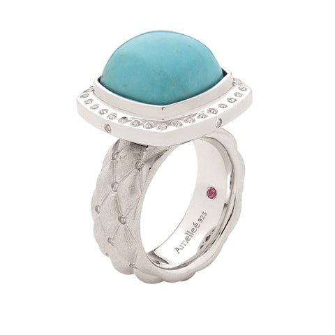 Turquoise & White Topaz Cocktail Ring - Dracakis Jewellers