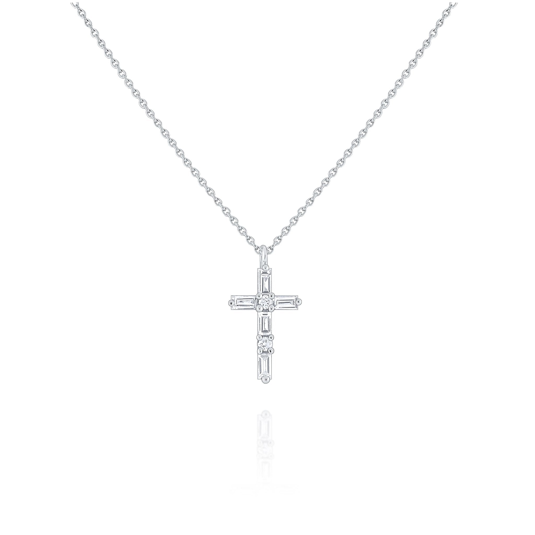 White Gold & Diamond Cross Necklace - Dracakis Jewellers White Gold & Diamond Cross Necklace - Dracakis Jewellers