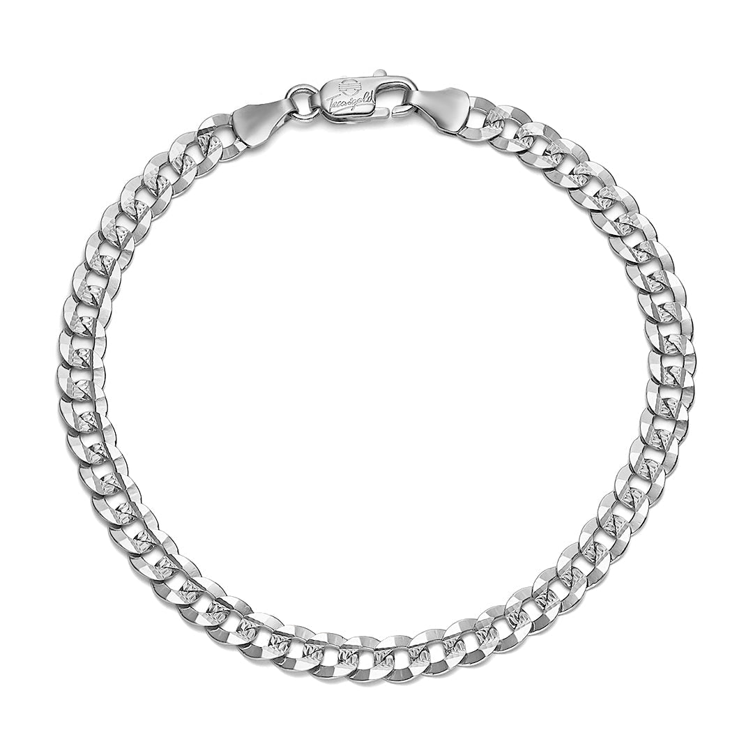 White Gold Engraved Curb Link Bracelet - Dracakis Jewellers White Gold Engraved Curb Link Bracelet - Dracakis Jewellers