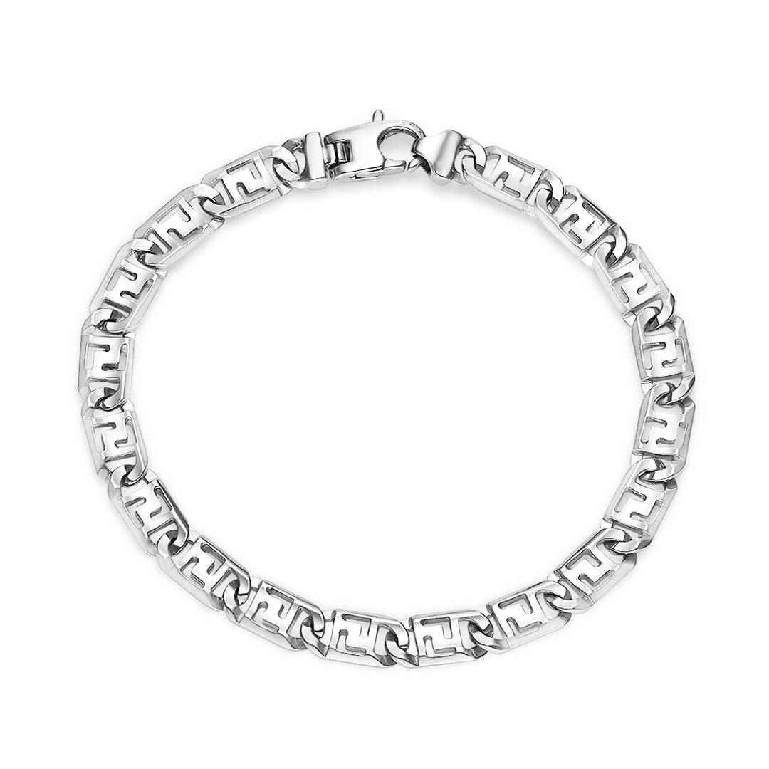 White Gold Greek Key Link Bracelet - Dracakis Jewellers White Gold Greek Key Link Bracelet - Dracakis Jewellers