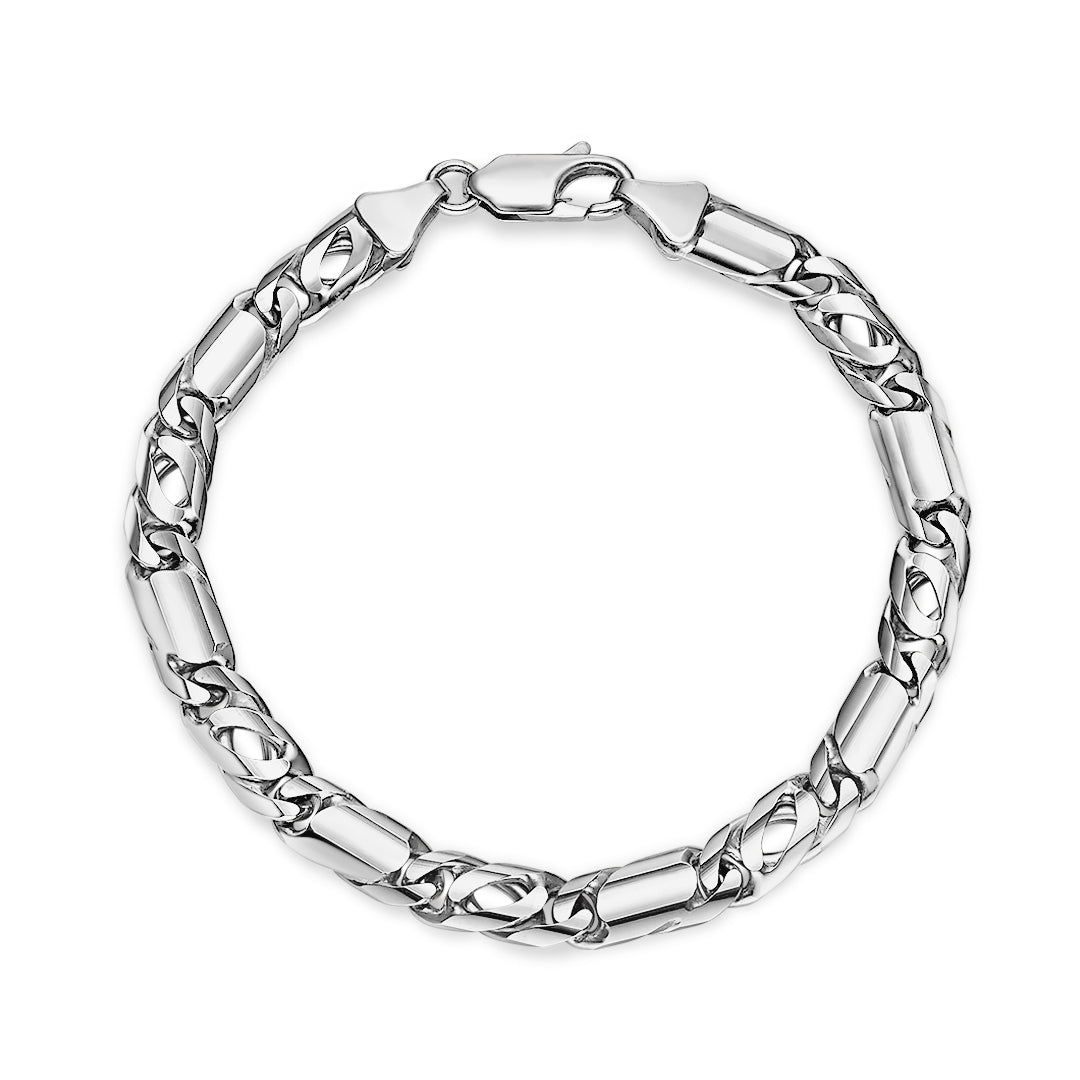 White Gold Open & Closed Birdseye Link Bracelet - Dracakis Jewellers White Gold Open & Closed Birdseye Link Bracelet - Dracakis Jewellers