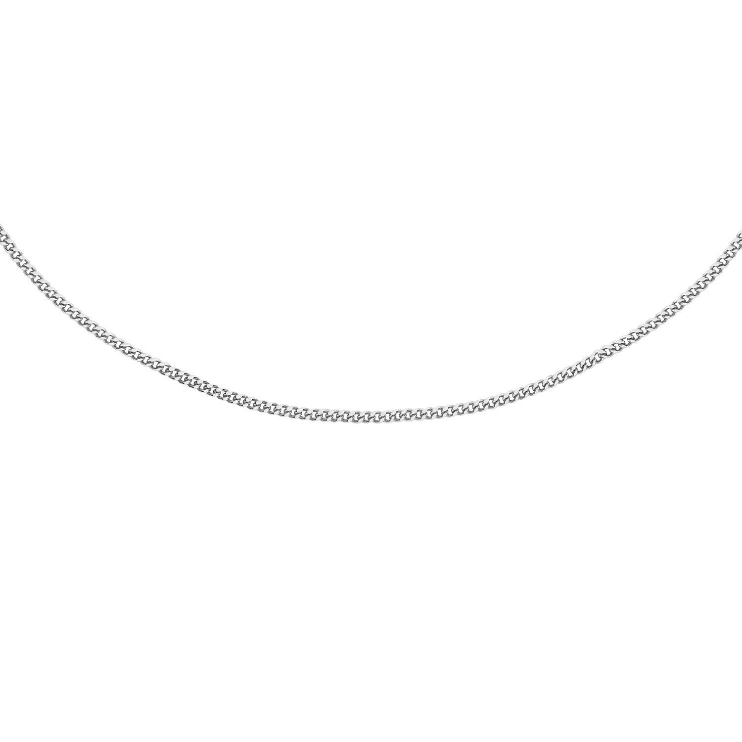 18K White Gold Solid Diamond Cut Curb Chain 40cm - Dracakis Jewellers