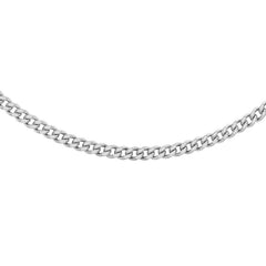 18K White Gold Solid Diamond Cut Curb Chain 45cm - Dracakis Jewellers