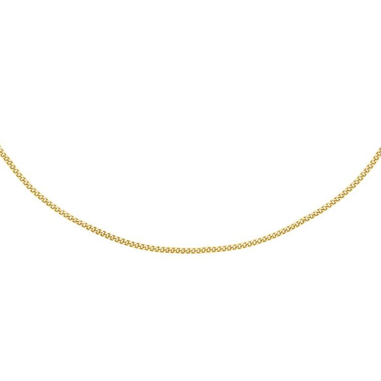 18K Yellow Gold Solid Diamond Cut Curb Chain 40cm - Dracakis Jewellers