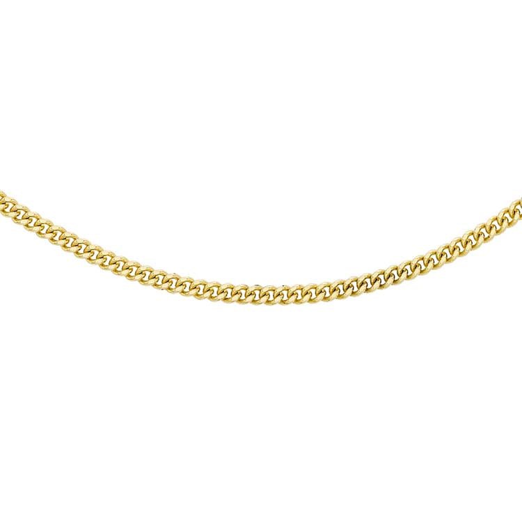 18K Yellow Gold Solid Diamond Cut Curb Chain 45cm - Dracakis Jewellers