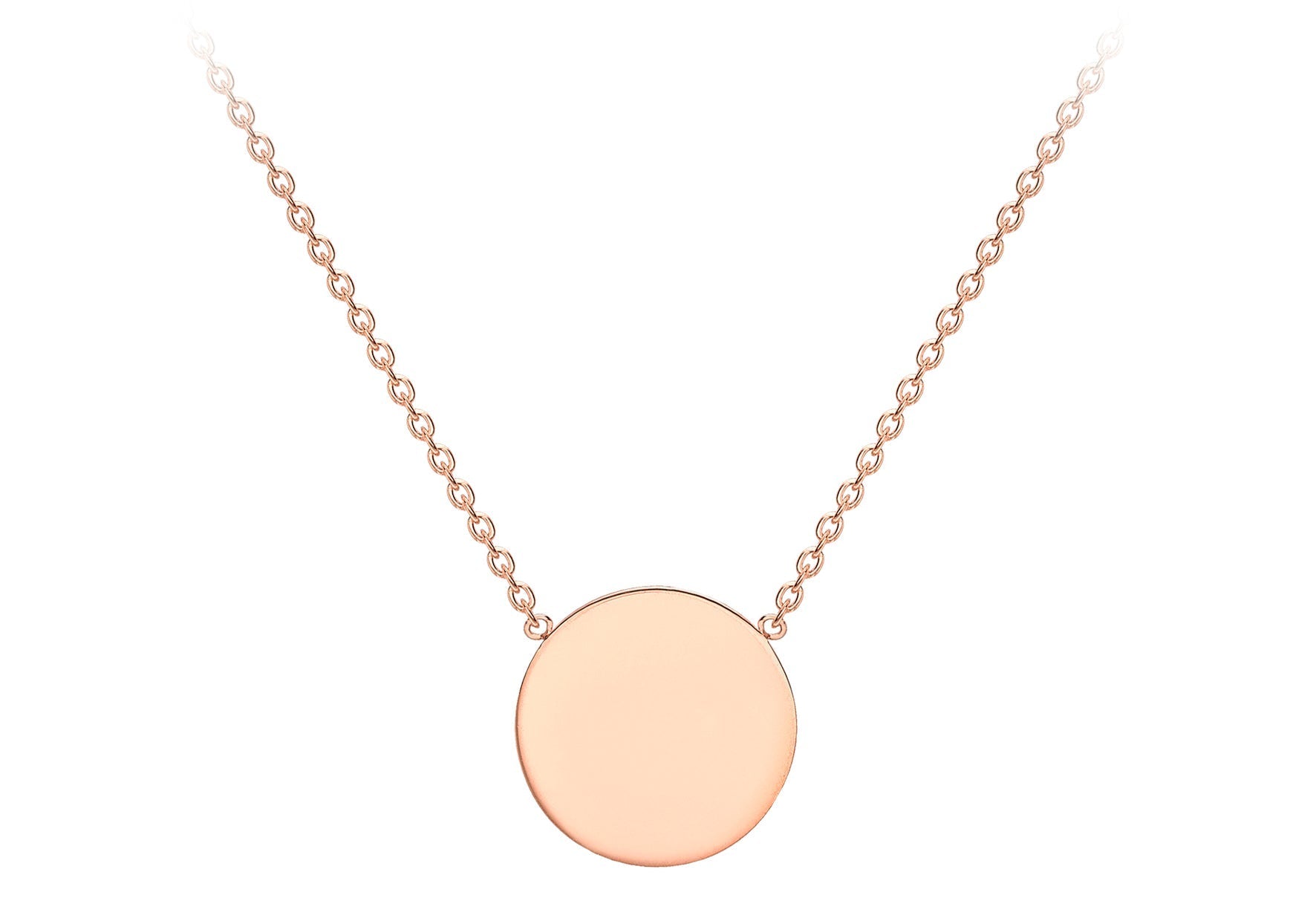 9K Rose Gold 10mm Disc Adjustable Necklace 41cm-43cm - Dracakis Jewellers