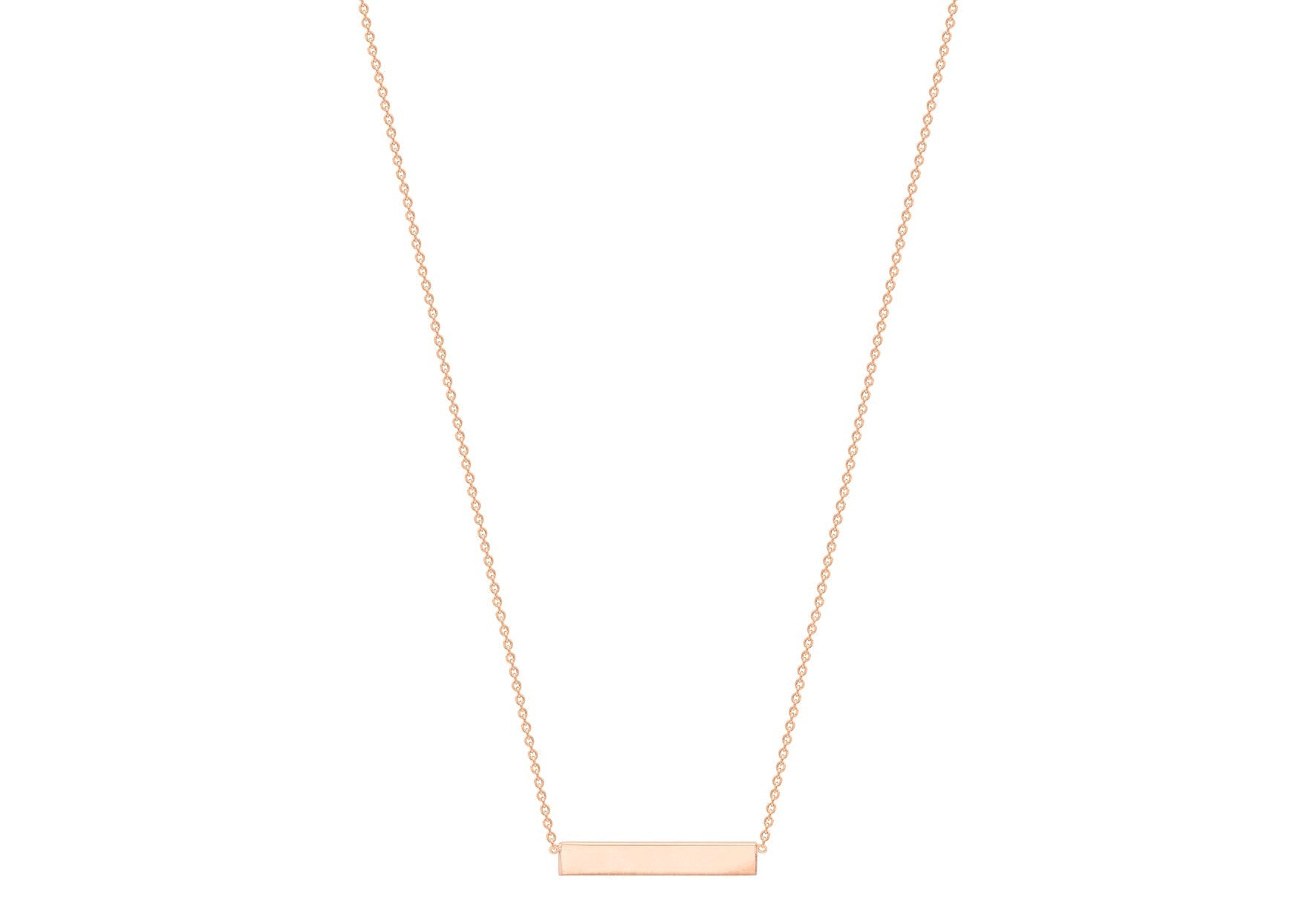 9K Rose Gold 22mm x 3mm Horizontal-Bar Adjustable Necklace 41cm-43cm - Dracakis Jewellers