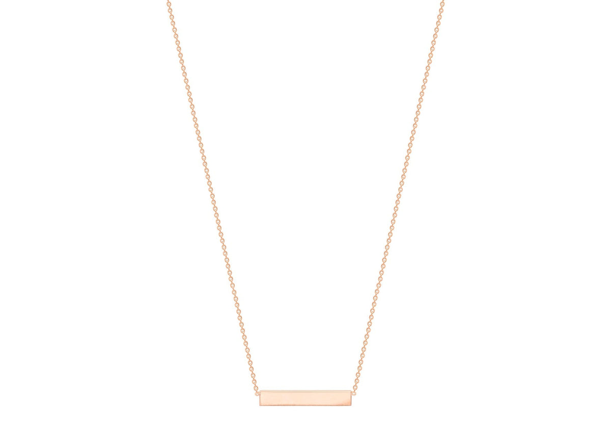 9K Rose Gold 22mm x 3mm Horizontal-Bar Adjustable Necklace 41cm-43cm - Dracakis Jewellers