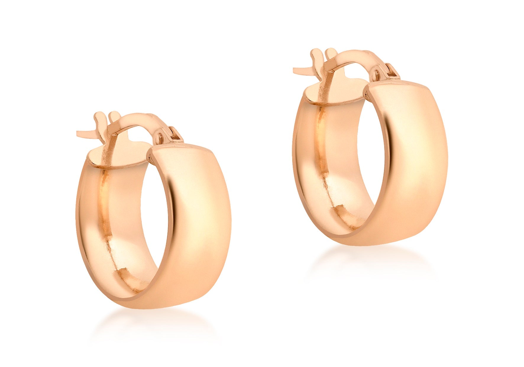 9K Rose Gold 6mm Band 14mm Creole Earrings - Dracakis Jewellers