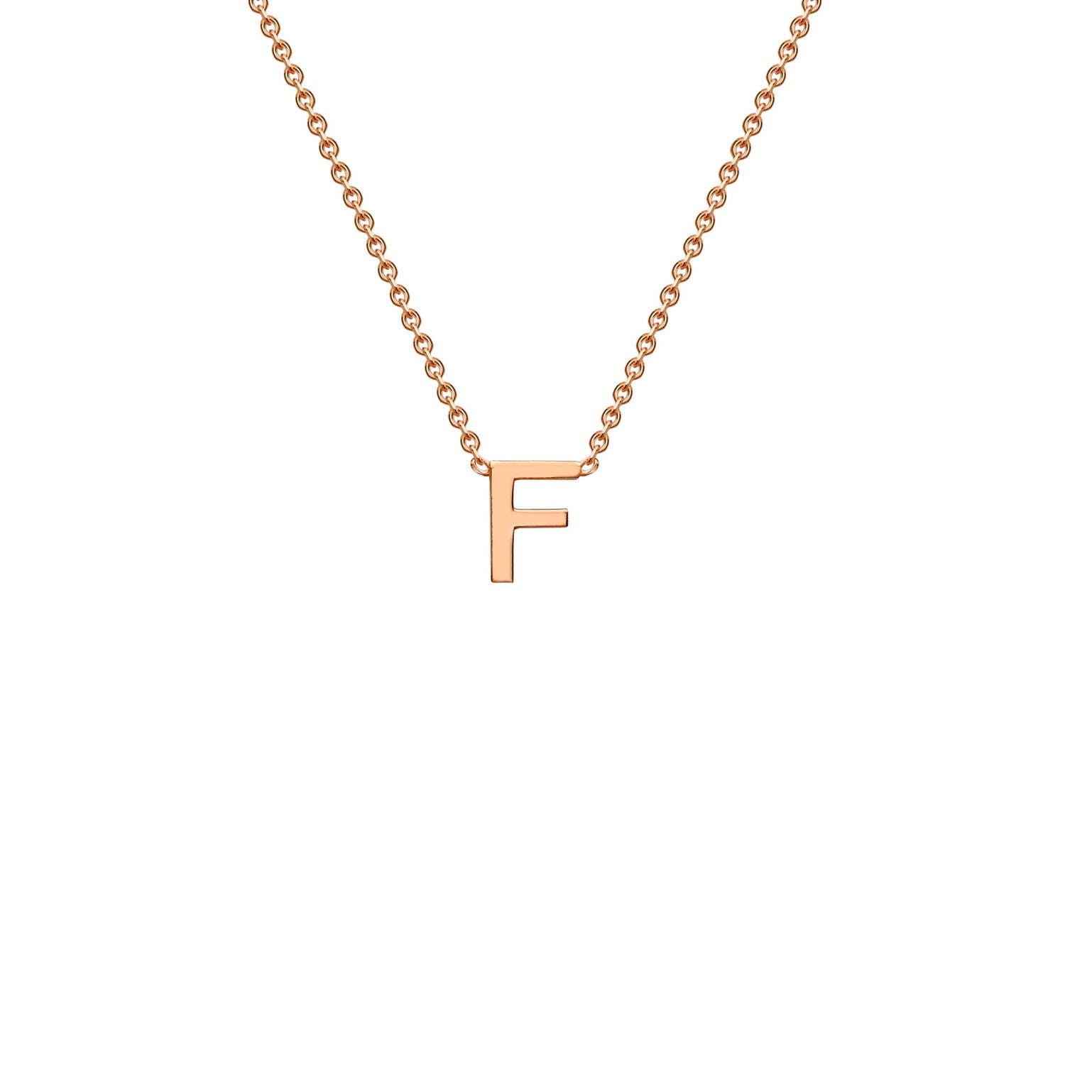 9K Rose Gold 'F' Initial Adjustable Letter Necklace 38/43cm - Dracakis Jewellers