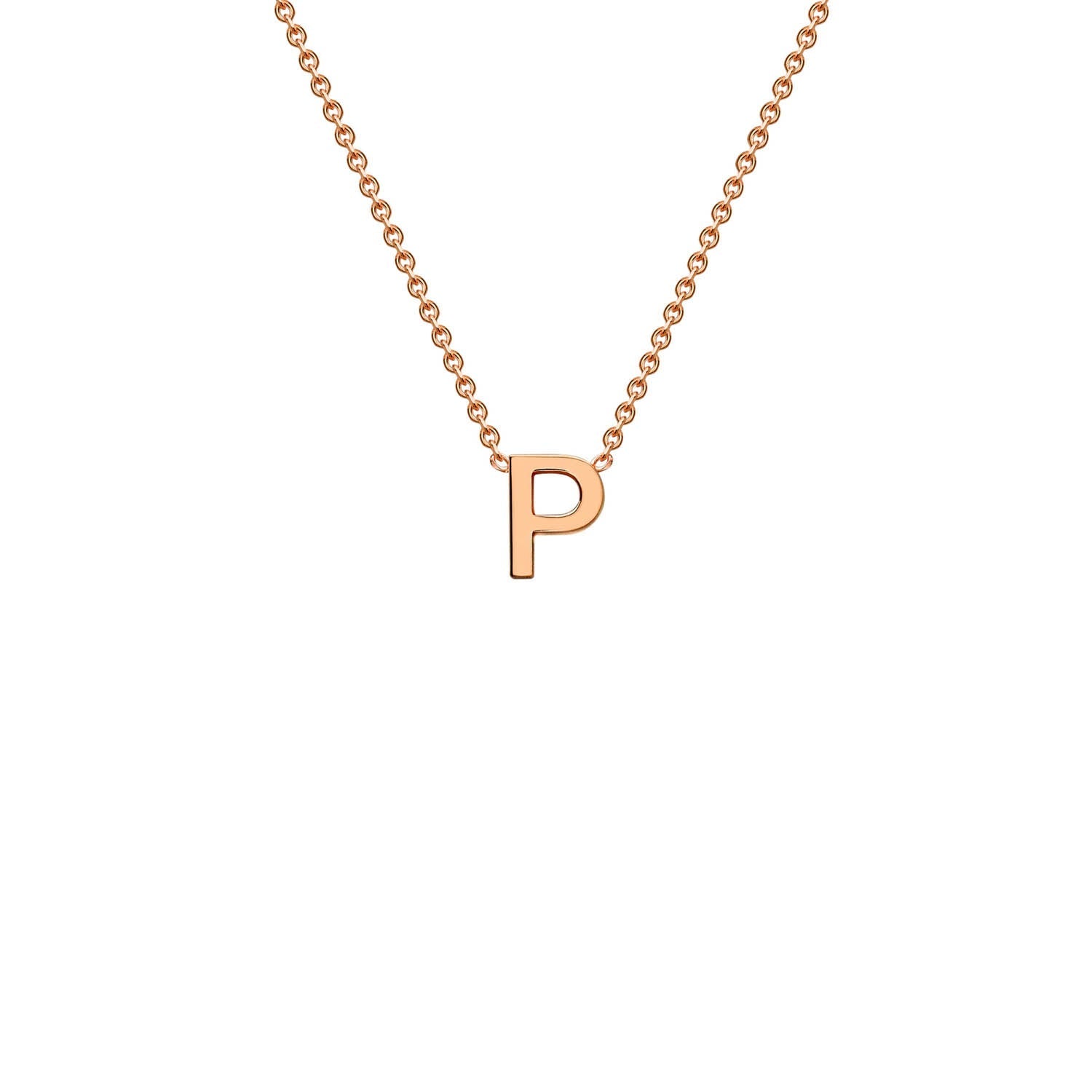 9K Rose Gold 'P' Initial Adjustable Letter Necklace 38/43cm - Dracakis Jewellers