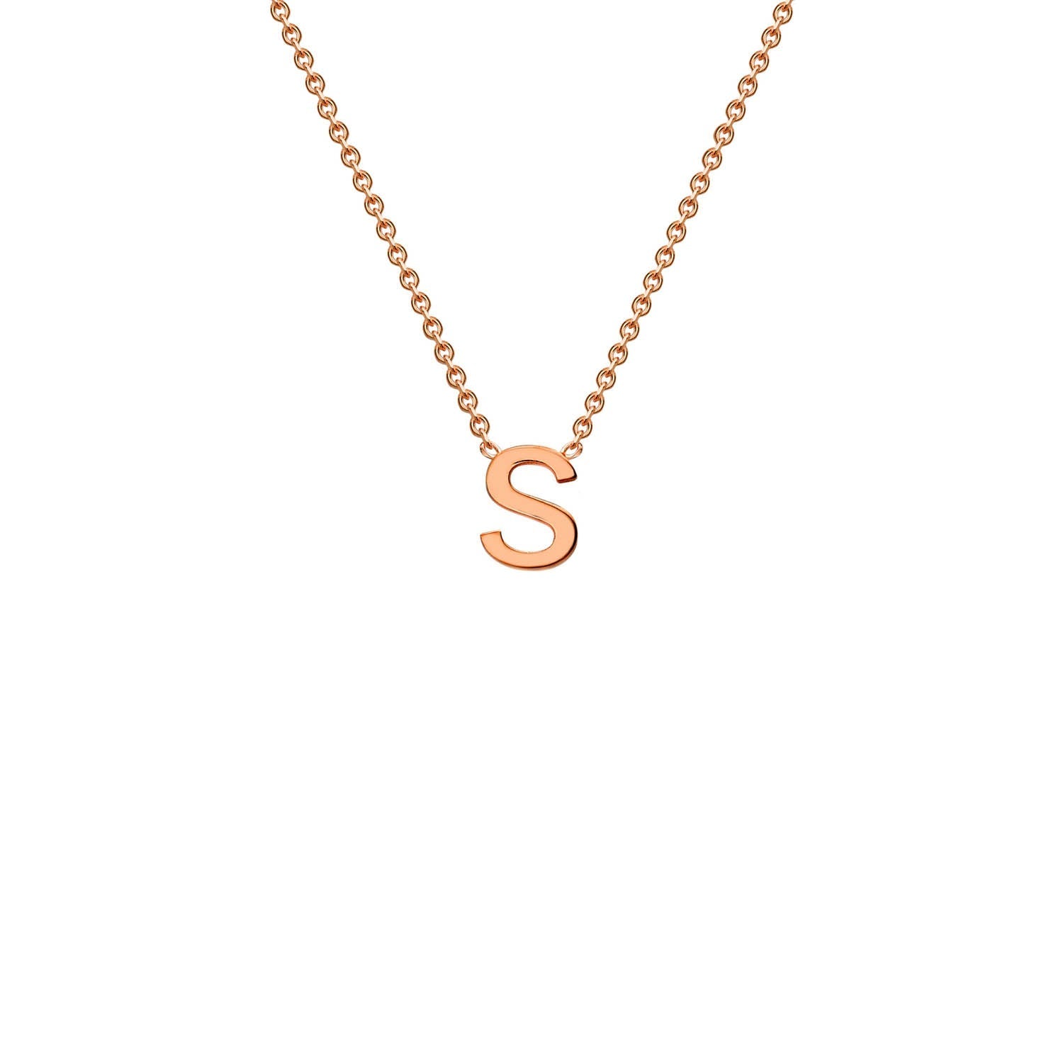 9K Rose Gold 'S' Initial Adjustable Letter Necklace 38/43cm - Dracakis Jewellers