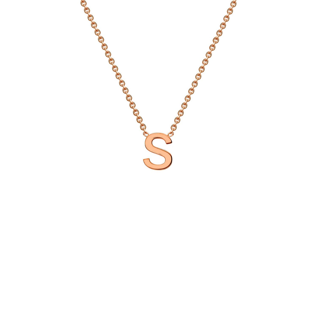 9K Rose Gold 'S' Initial Adjustable Letter Necklace 38/43cm - Dracakis Jewellers