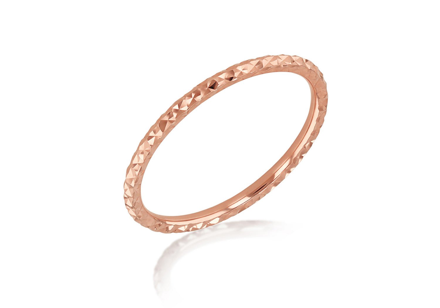 9K Rose Gold Solid Diamond-Cut Stacker Ring - Dracakis Jewellers