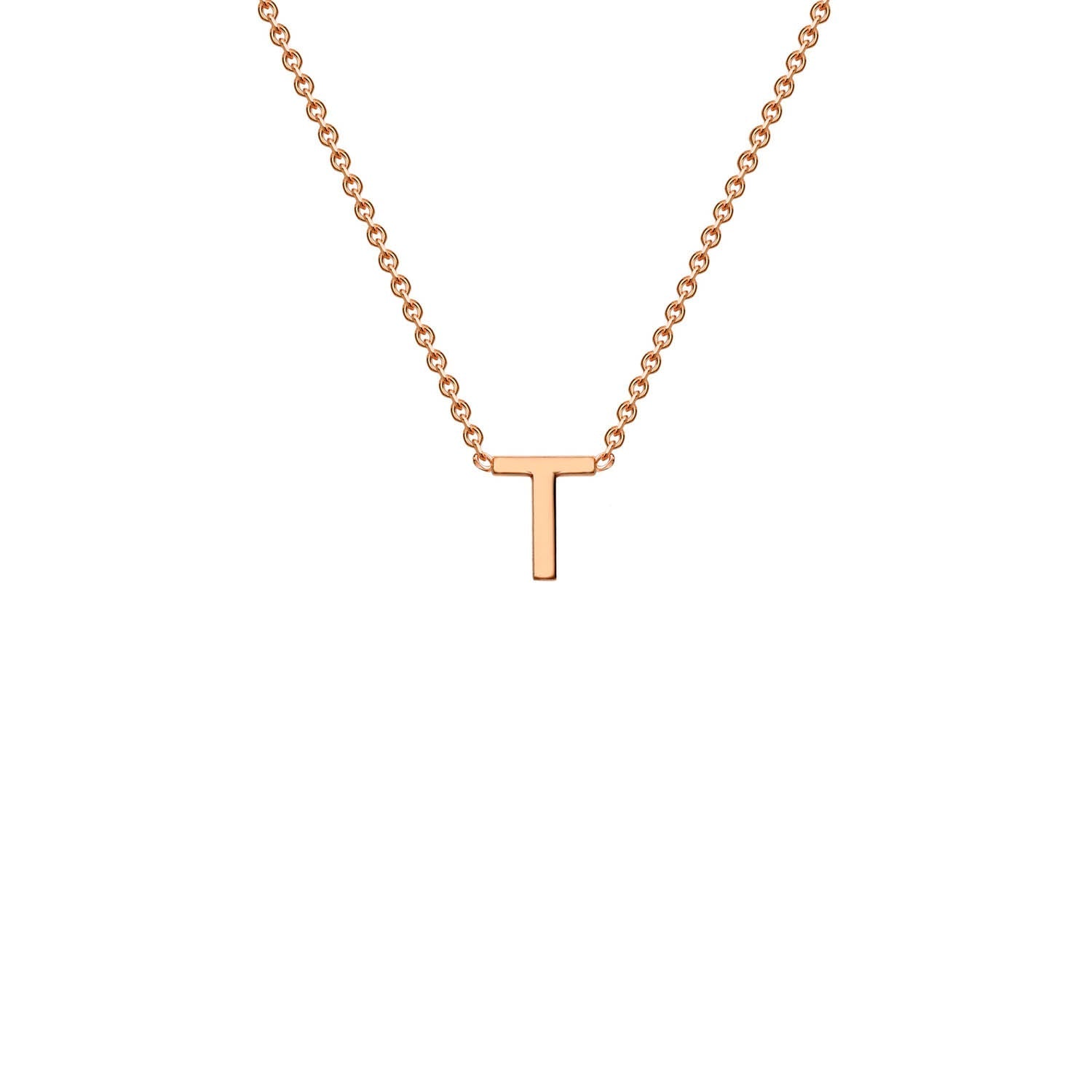 9K Rose Gold 'T' Initial Adjustable Letter Necklace 38/43cm - Dracakis Jewellers