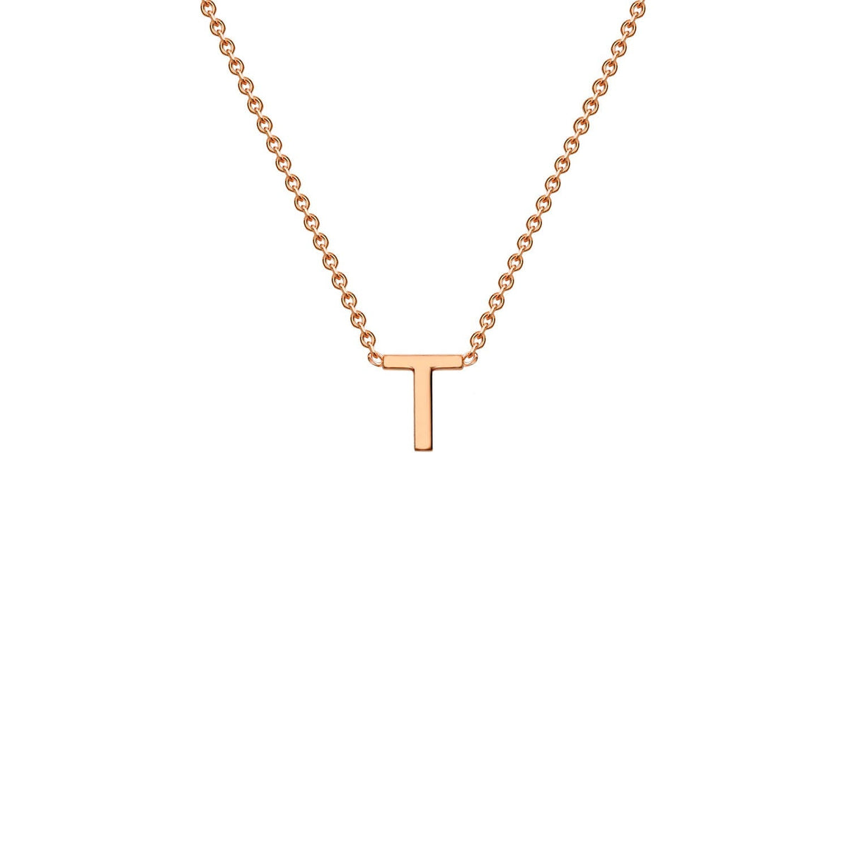 9K Rose Gold 'T' Initial Adjustable Letter Necklace 38/43cm - Dracakis Jewellers