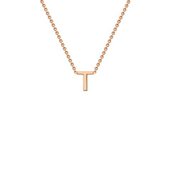 9K Rose Gold 'T' Initial Adjustable Letter Necklace 38/43cm - Dracakis Jewellers