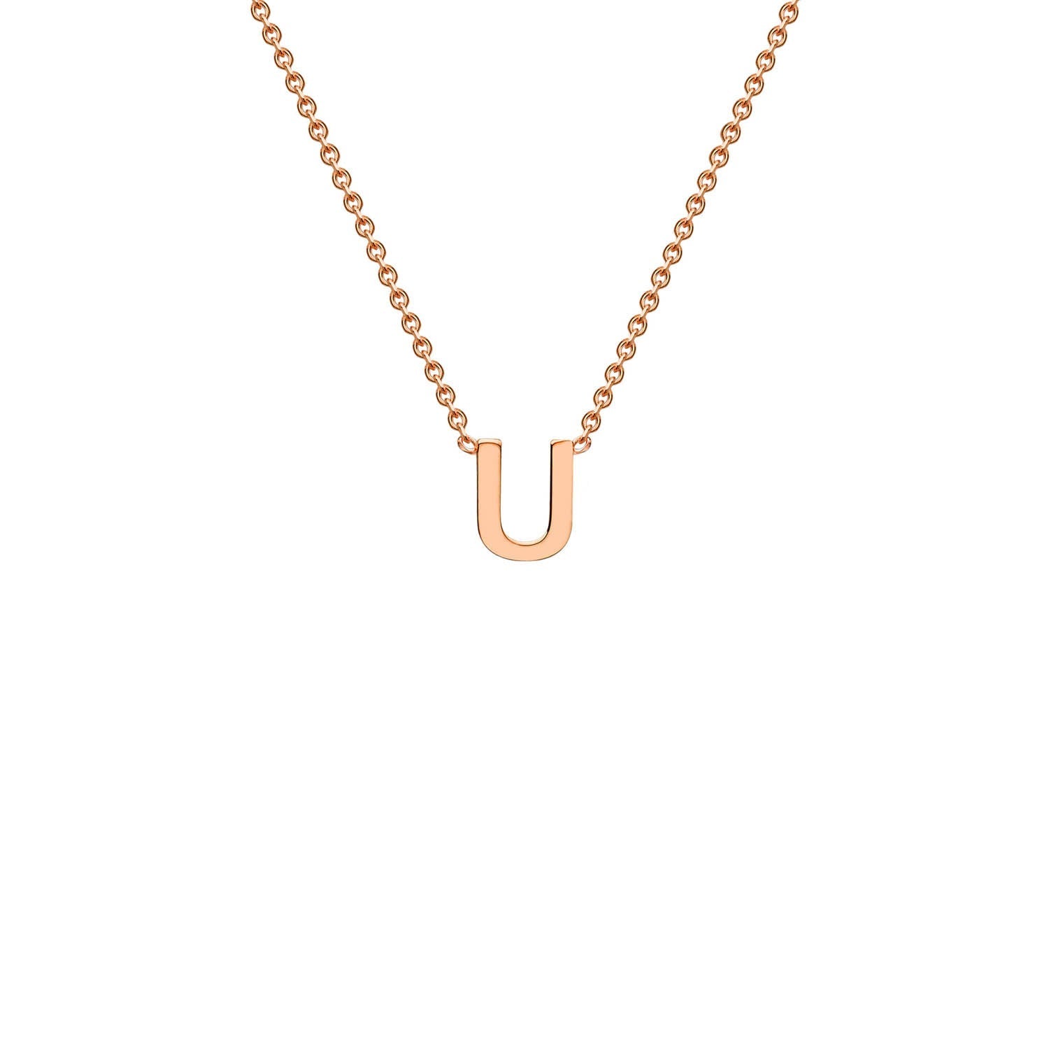 9K Rose Gold 'U' Initial Adjustable Letter Necklace 38/43cm - Dracakis Jewellers