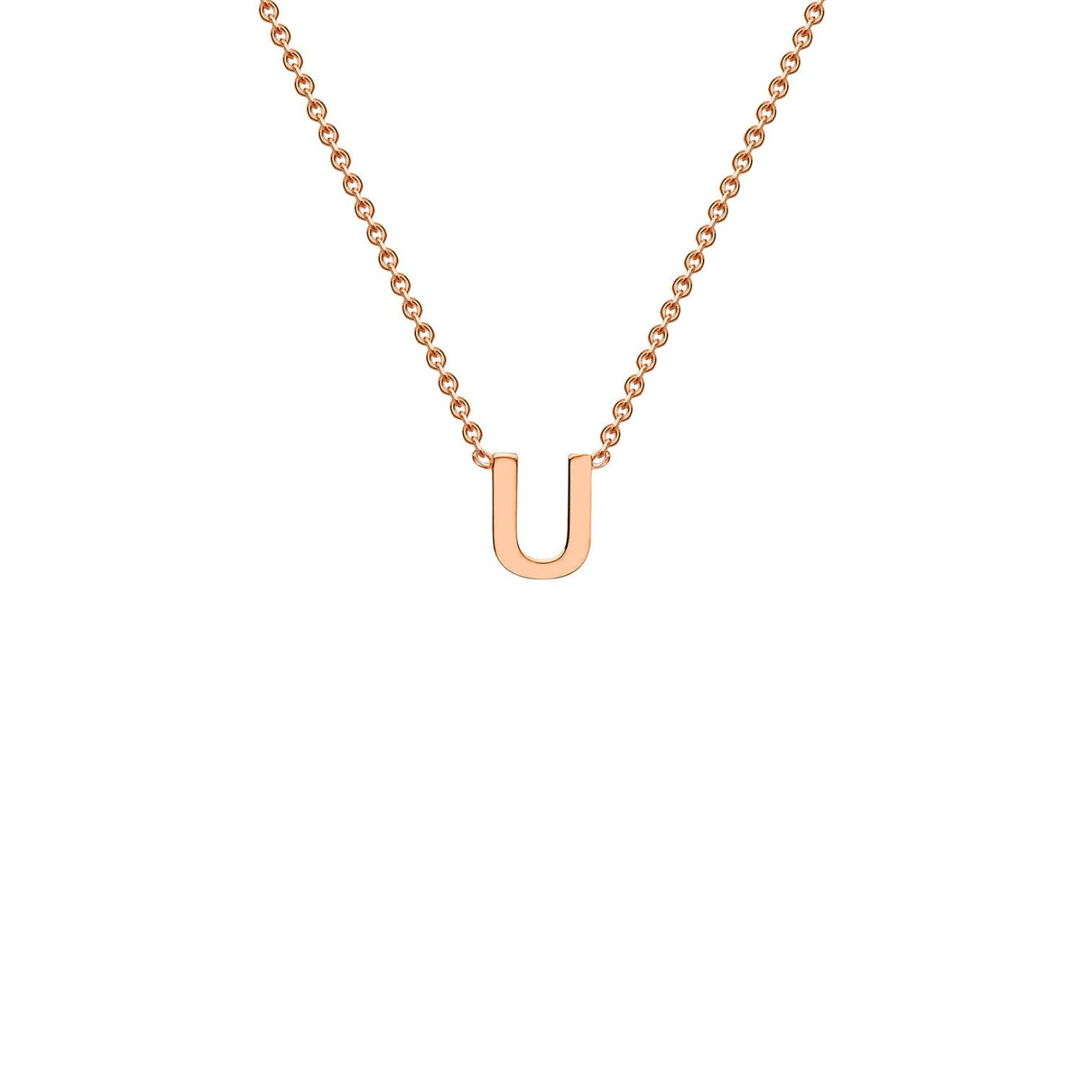 9K Rose Gold 'U' Initial Adjustable Letter Necklace 38/43cm - Dracakis Jewellers