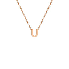 9K Rose Gold 'U' Initial Adjustable Letter Necklace 38/43cm - Dracakis Jewellers