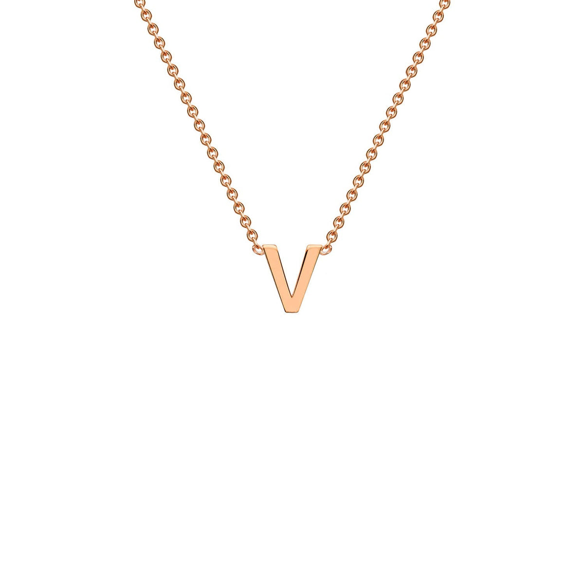 9K Rose Gold 'V' Initial Adjustable Letter Necklace 38/43cm - Dracakis Jewellers