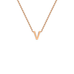 9K Rose Gold 'V' Initial Adjustable Letter Necklace 38/43cm - Dracakis Jewellers