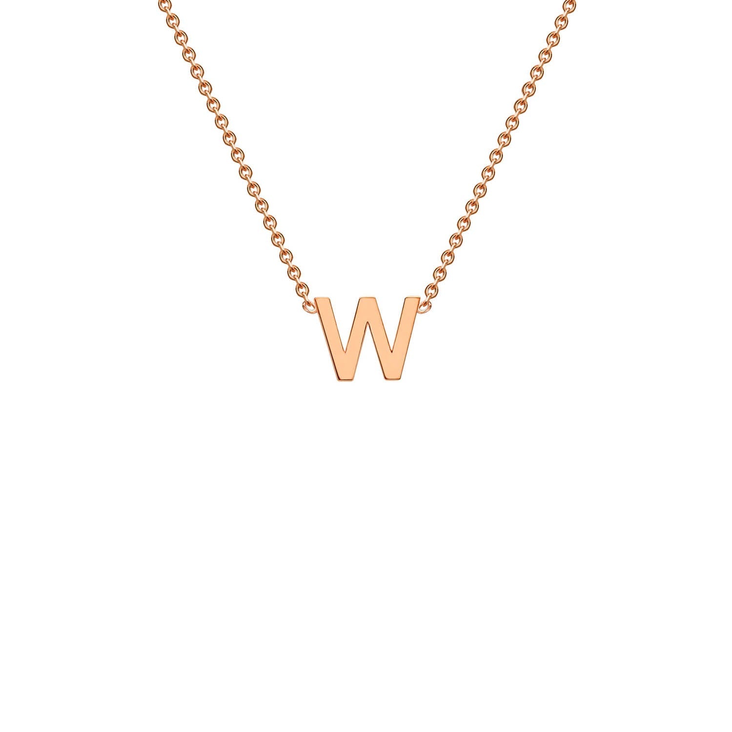 9K Rose Gold 'W' Initial Adjustable Letter Necklace 38/43cm - Dracakis Jewellers