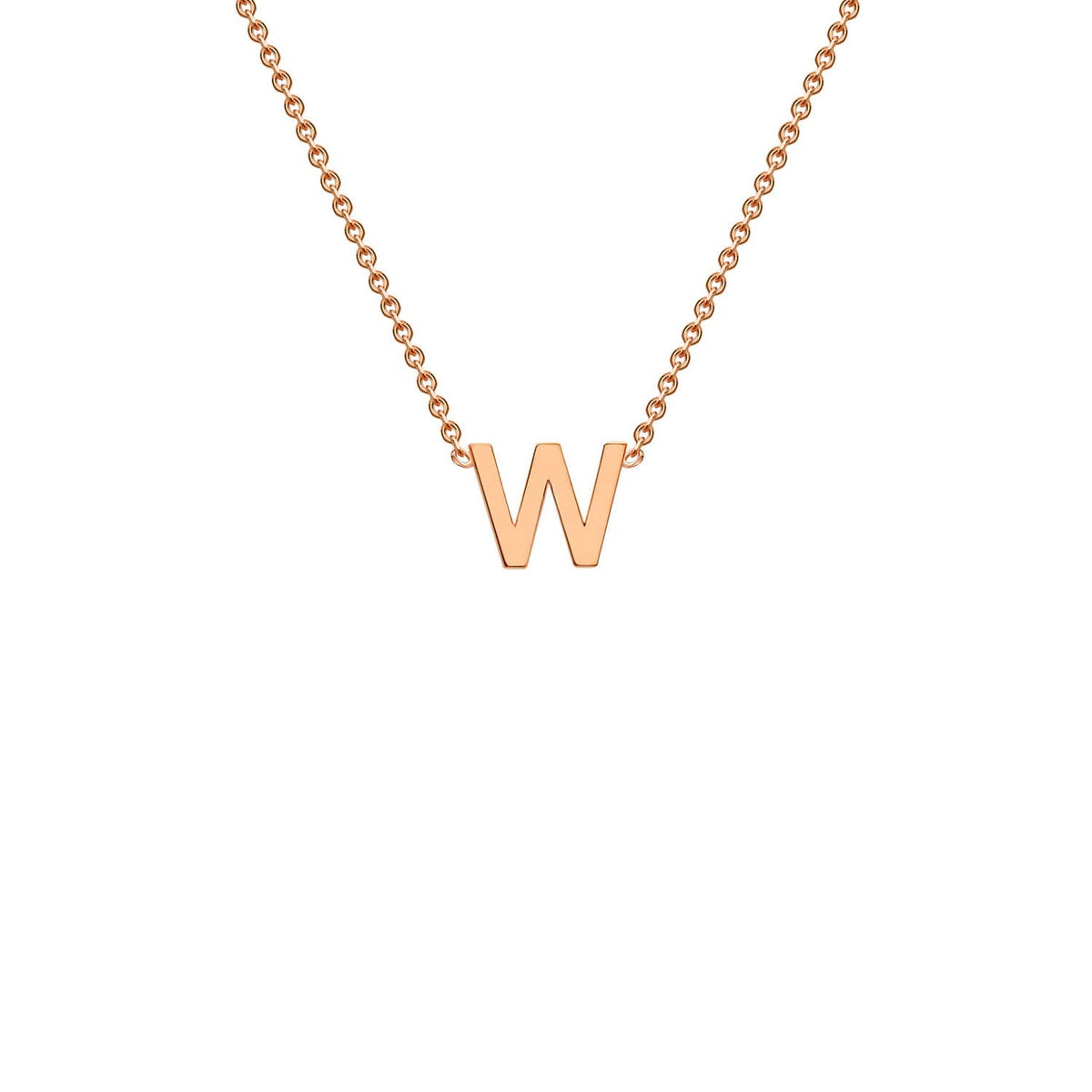 9K Rose Gold 'W' Initial Adjustable Letter Necklace 38/43cm - Dracakis Jewellers