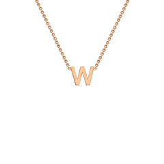 9K Rose Gold 'W' Initial Adjustable Letter Necklace 38/43cm - Dracakis Jewellers