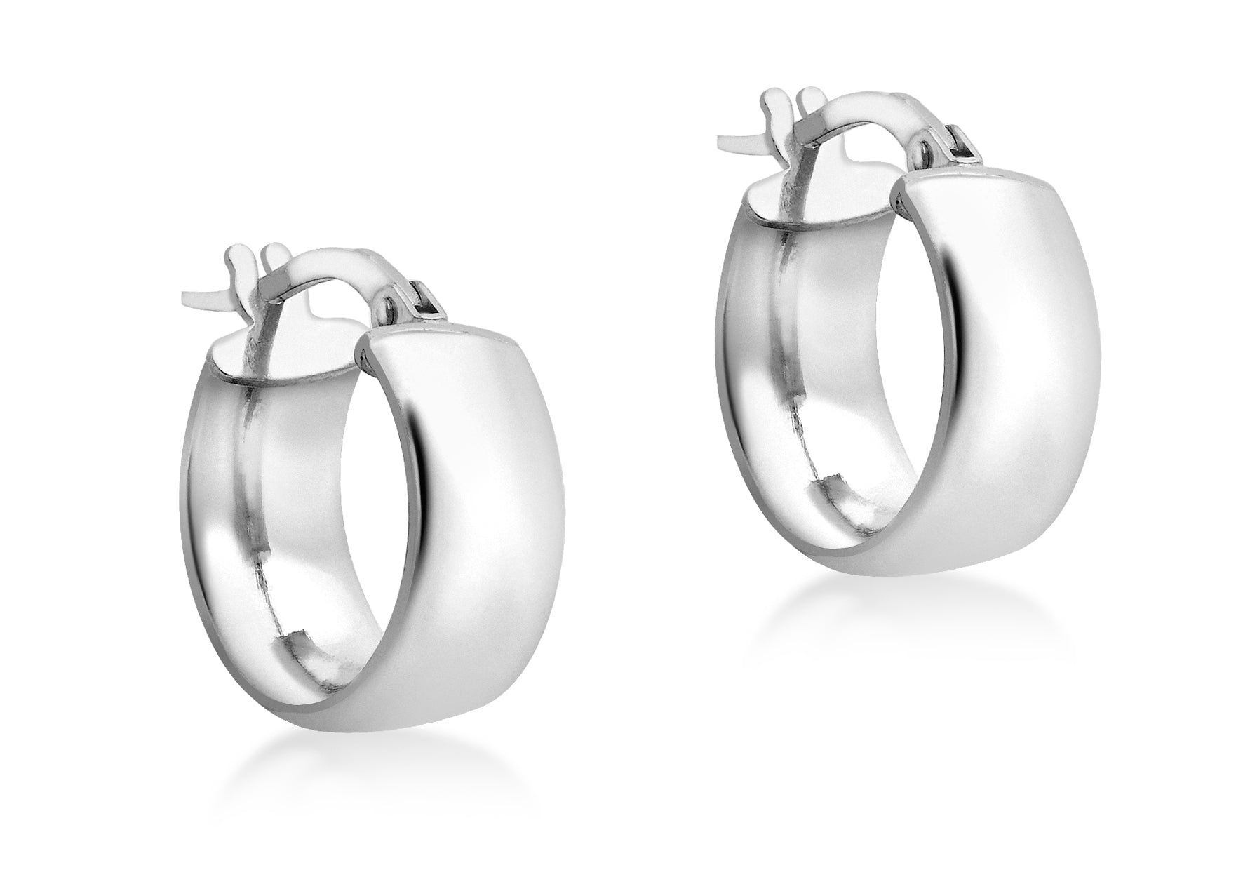 9K White Gold 6mm Band 14mm Creole Earrings - Dracakis Jewellers