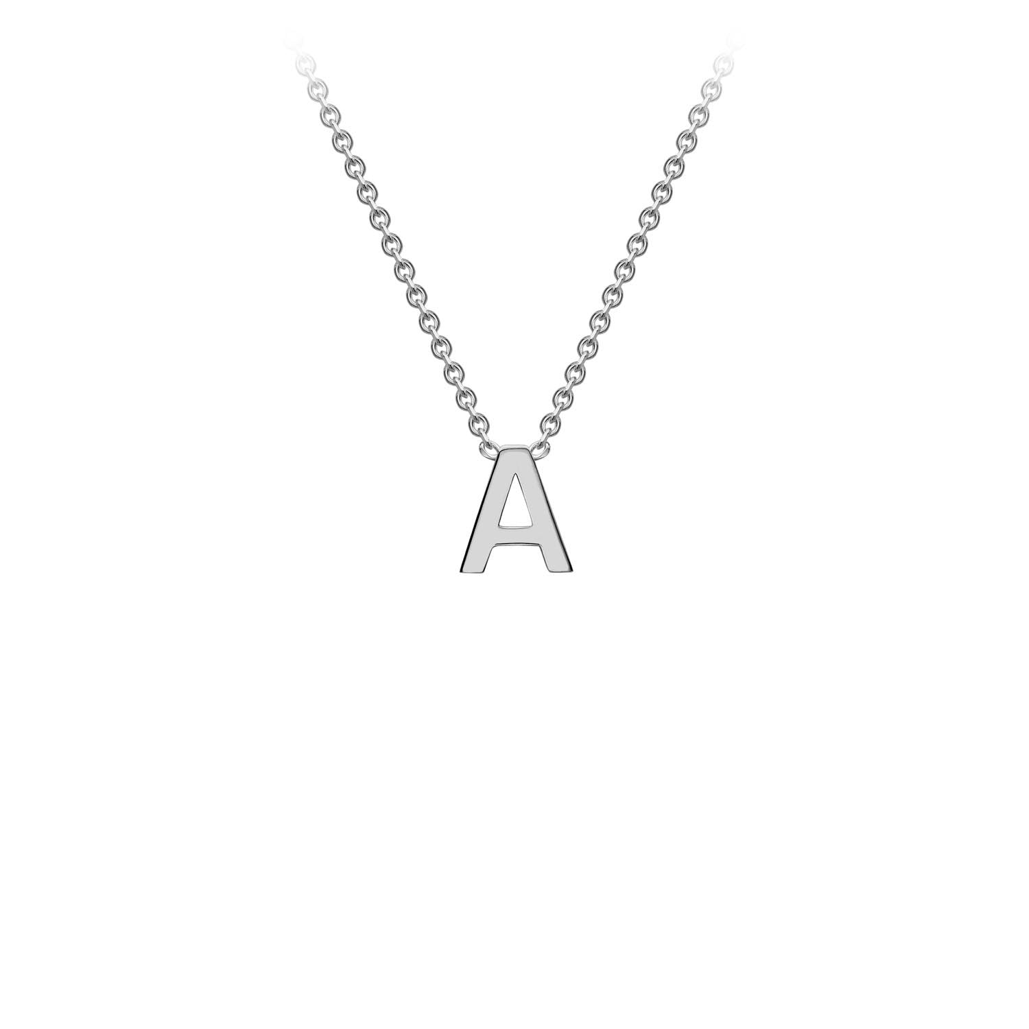 9K White Gold 'A' Initial Adjustable Letter Necklace 38/43cm - Dracakis Jewellers