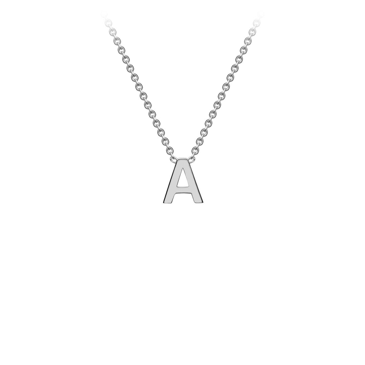 9K White Gold 'A' Initial Adjustable Letter Necklace 38/43cm - Dracakis Jewellers