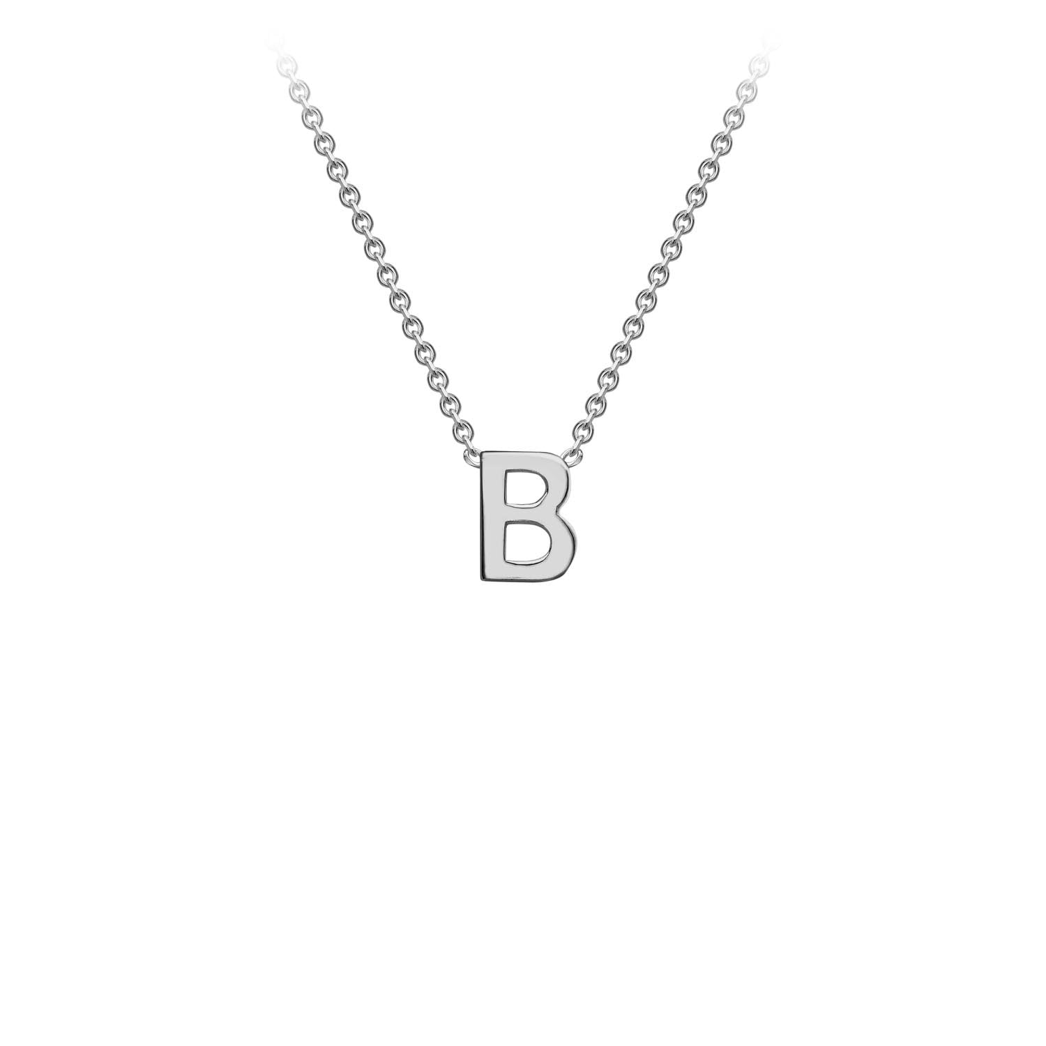 9K White Gold 'B' Initial Adjustable Letter Necklace 38/43cm - Dracakis Jewellers