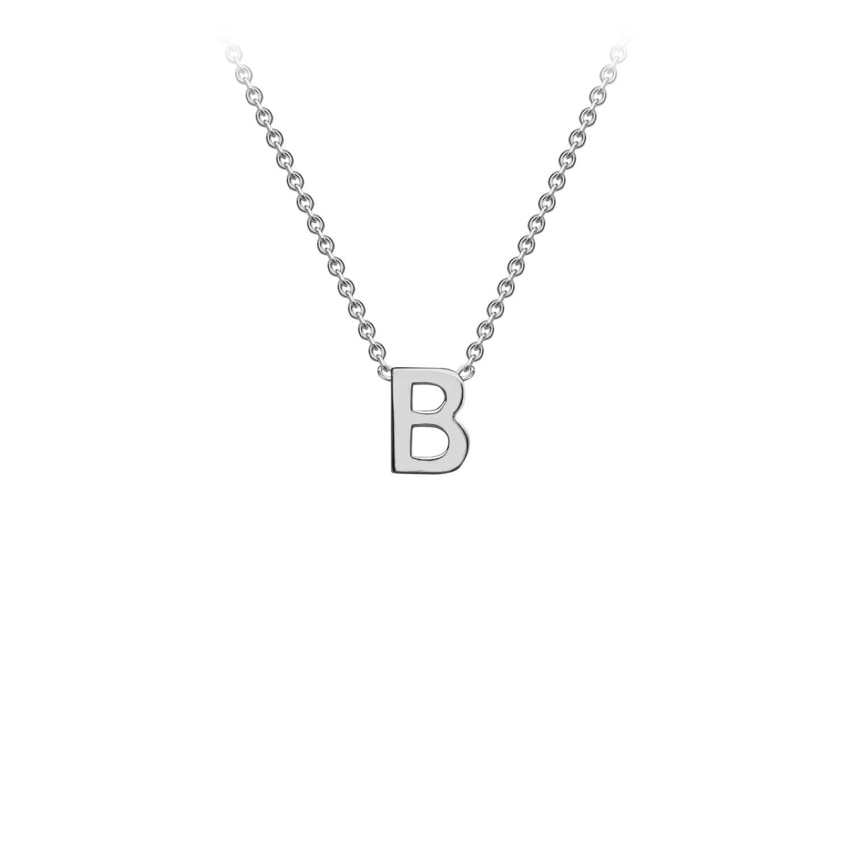 9K White Gold 'B' Initial Adjustable Letter Necklace 38/43cm - Dracakis Jewellers