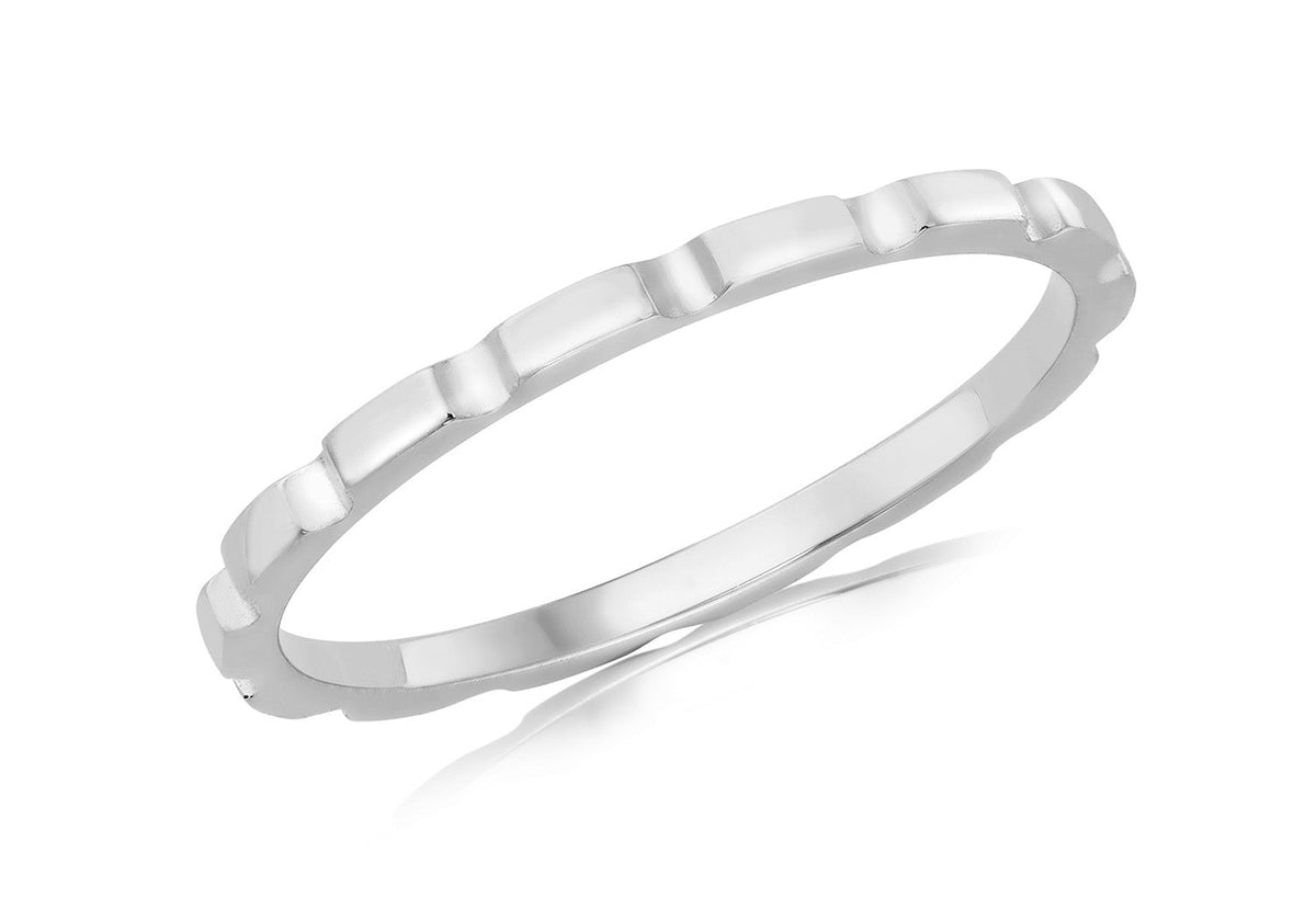 9K White Gold Brick Stacker Ring - Dracakis Jewellers