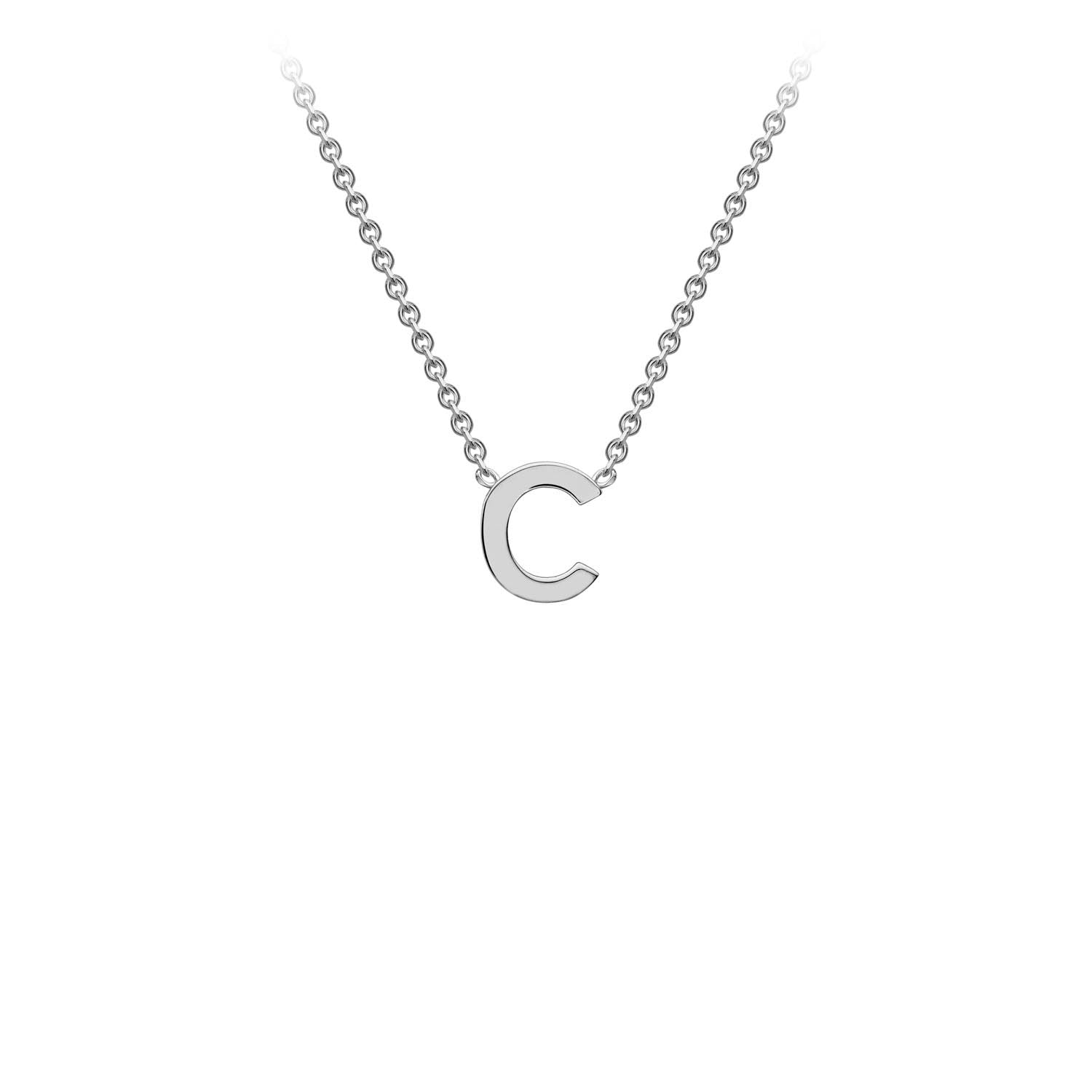 9K White Gold 'C' Initial Adjustable Letter Necklace 38/43cm - Dracakis Jewellers