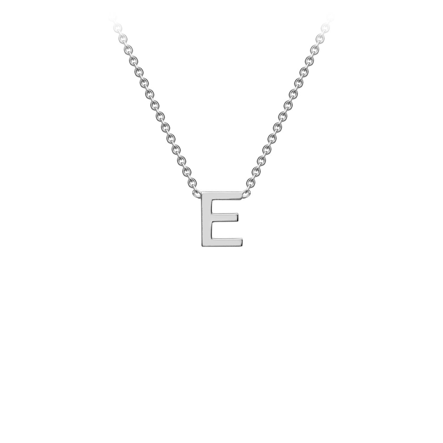 9K White Gold 'E' Initial Adjustable Letter Necklace 38/43cm - Dracakis Jewellers