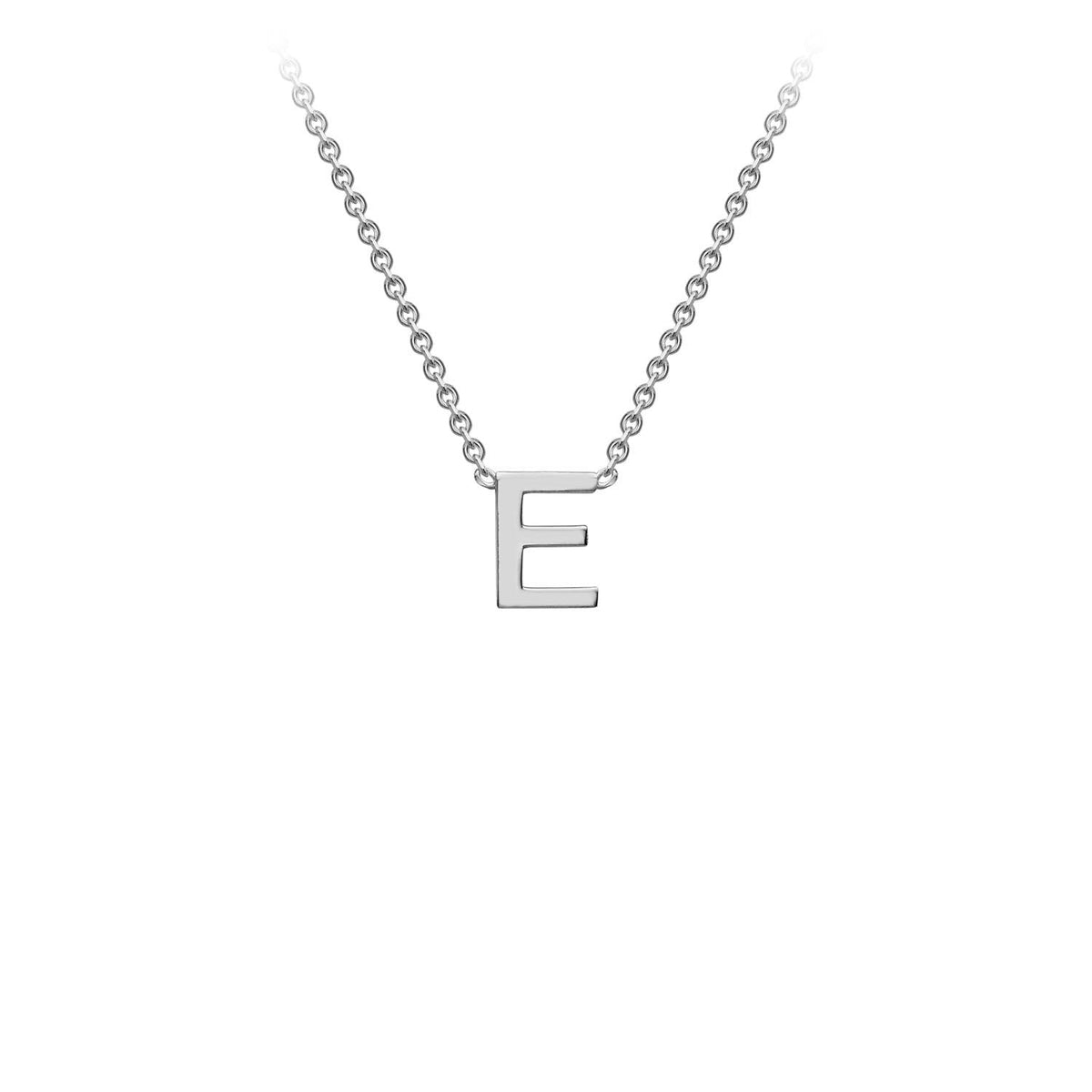 9K White Gold 'E' Initial Adjustable Letter Necklace 38/43cm - Dracakis Jewellers