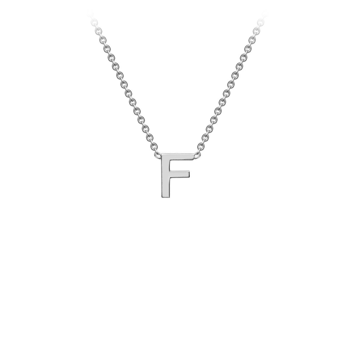 9K White Gold 'F' Initial Adjustable Letter Necklace 38/43cm - Dracakis Jewellers