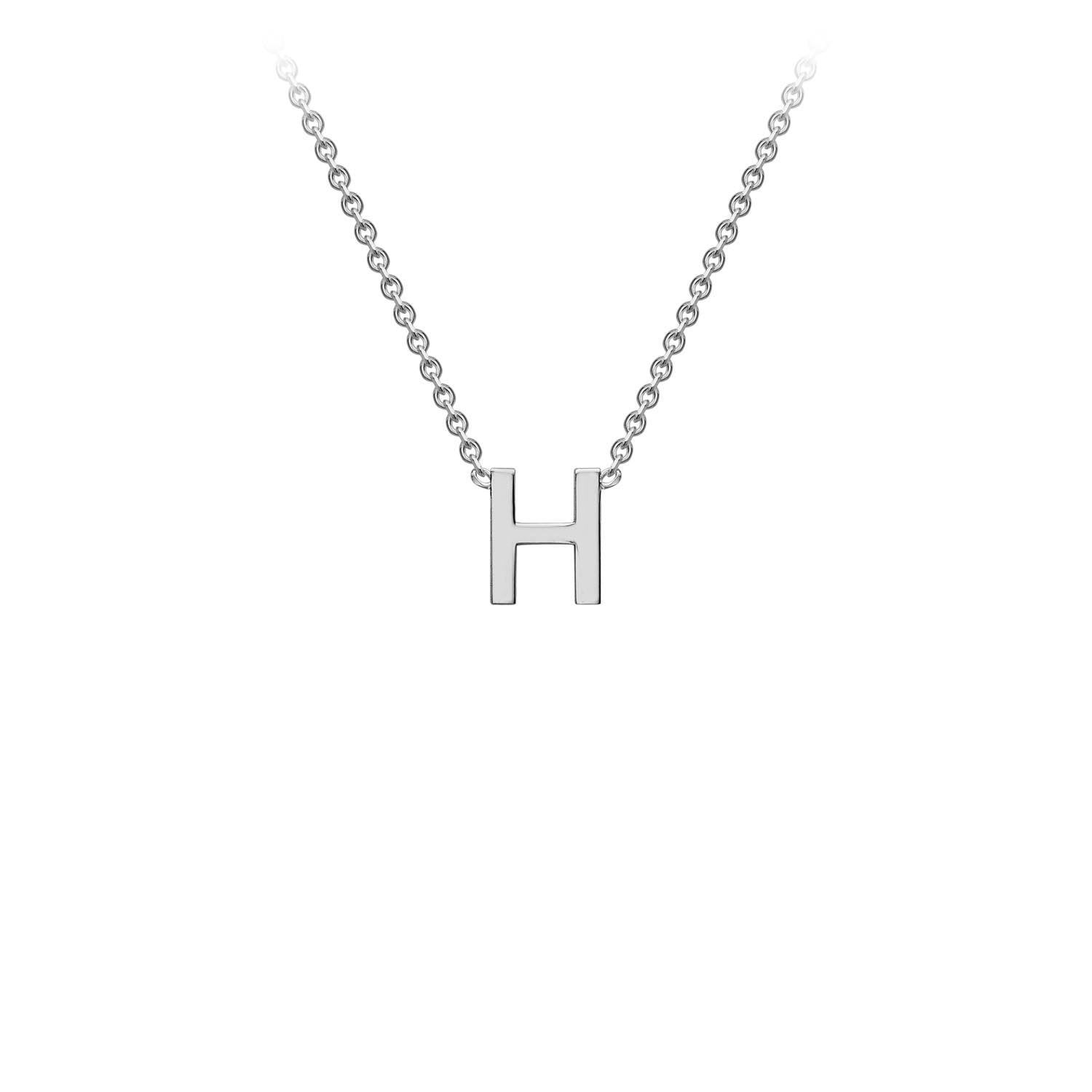 9K White Gold 'H' Initial Adjustable Letter Necklace 38/43cm - Dracakis Jewellers