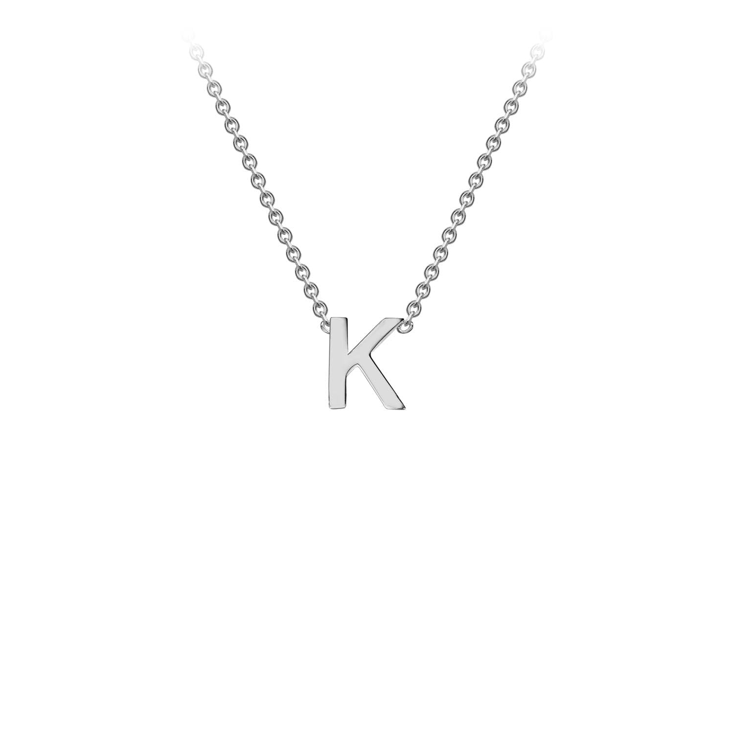 9K White Gold 'K' Initial Adjustable Letter Necklace 38/43cm - Dracakis Jewellers