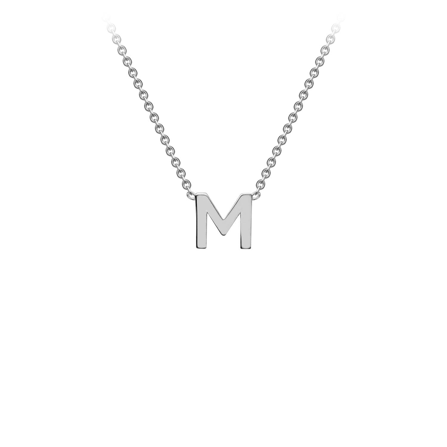 9K White Gold 'M' Initial Adjustable Letter Necklace 38/43cm - Dracakis Jewellers