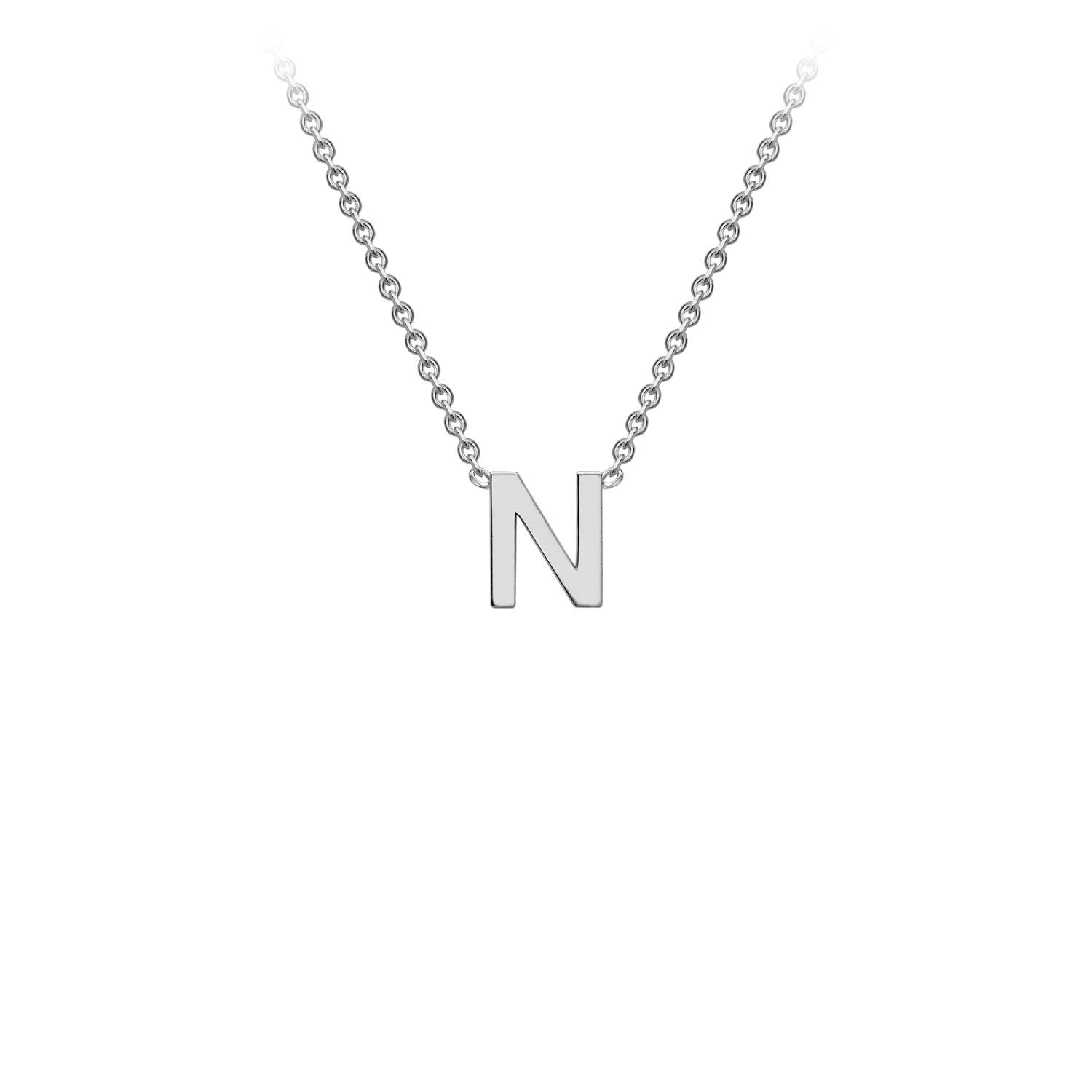 9K White Gold 'N' Initial Adjustable Letter Necklace 38/43cm - Dracakis Jewellers