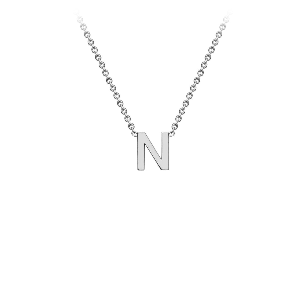 9K White Gold 'N' Initial Adjustable Letter Necklace 38/43cm - Dracakis Jewellers