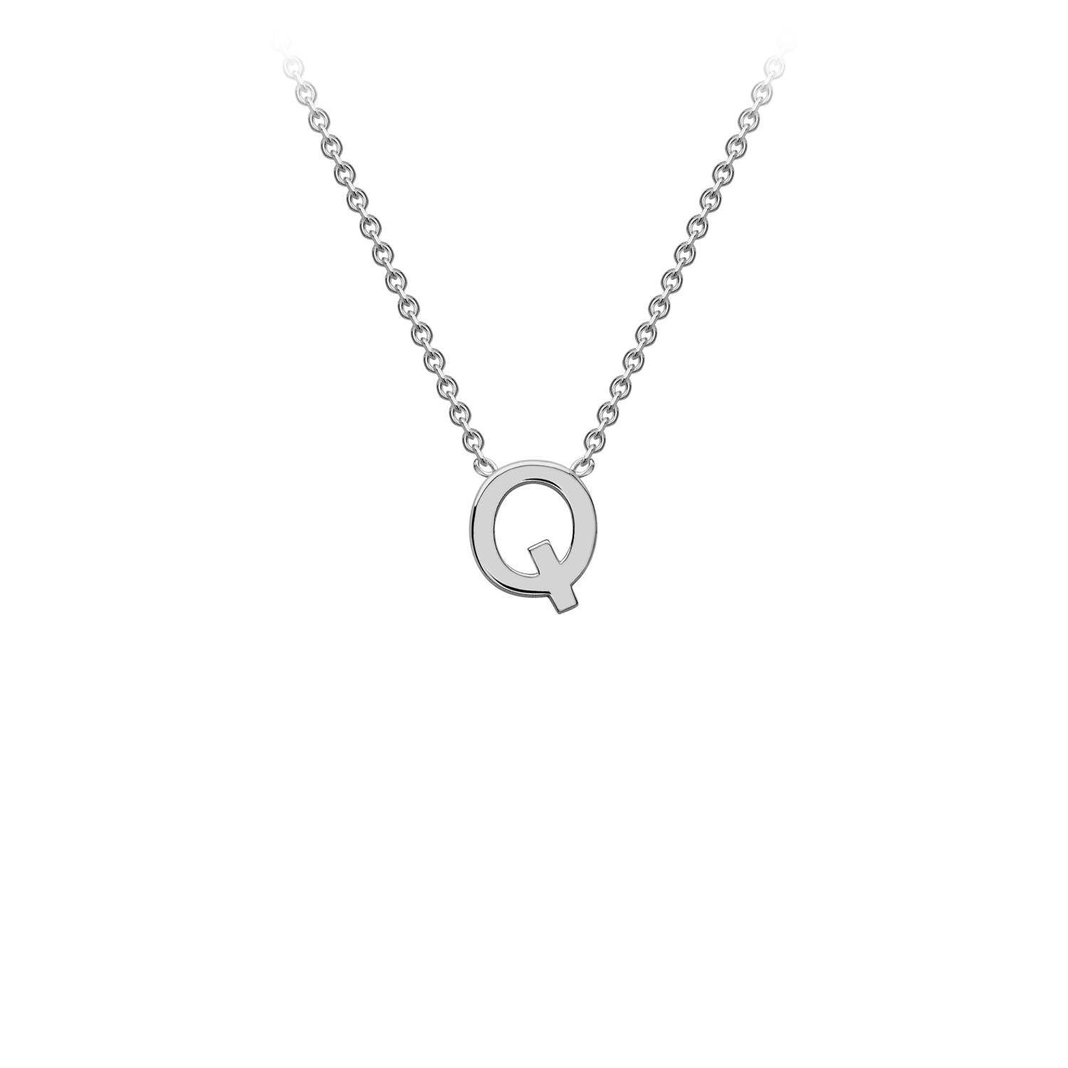 9K White Gold 'Q' Initial Adjustable Letter Necklace 38/43cm - Dracakis Jewellers