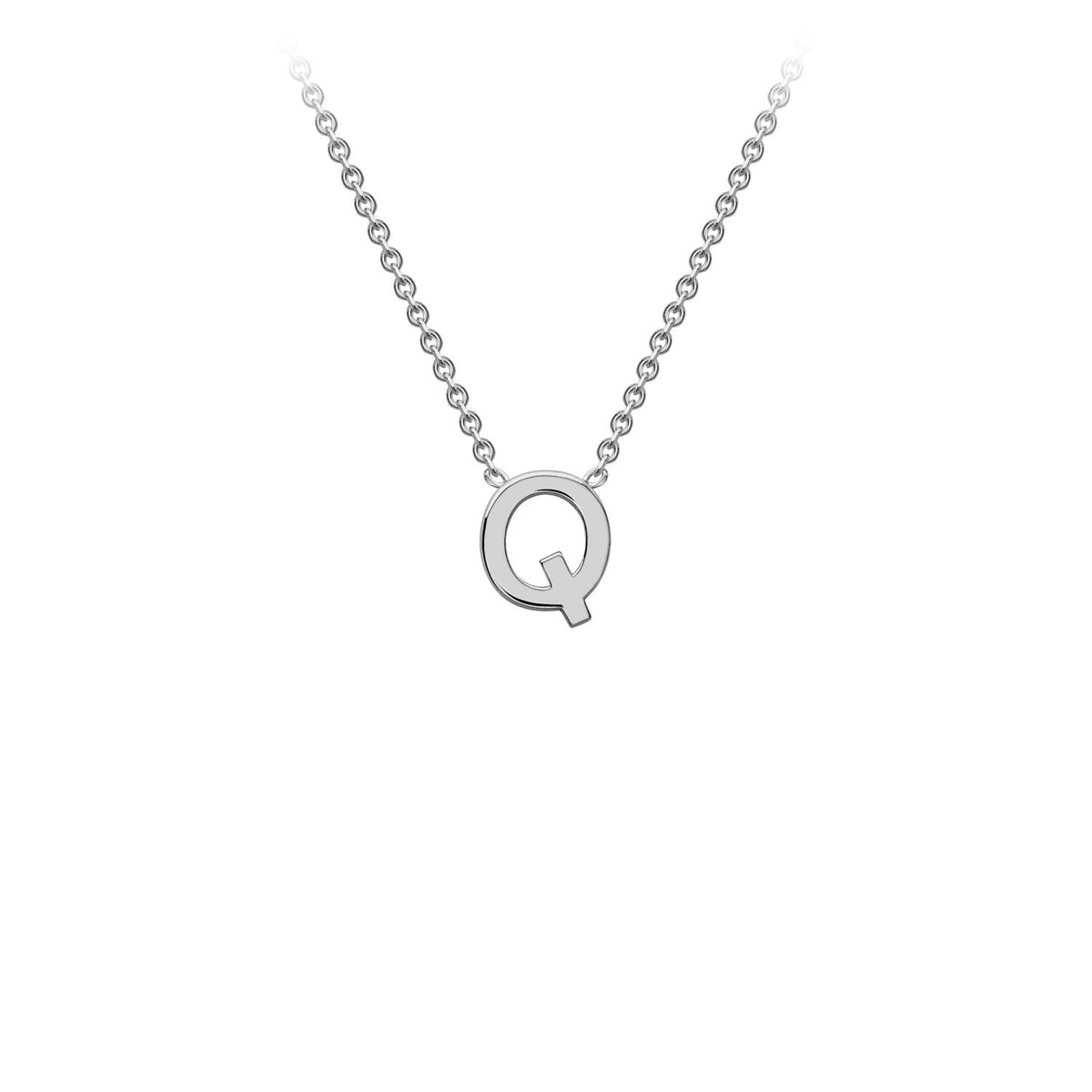 9K White Gold 'Q' Initial Adjustable Letter Necklace 38/43cm - Dracakis Jewellers